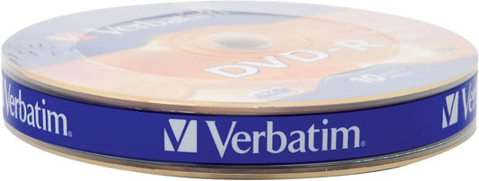 Verbatim DVD-R 4.7GB 16X Recordable Discs, Matte Silver, 10 Pack