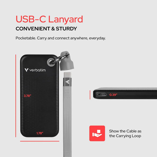 Verbatim Pocket 1TB External SSD USB 3.2 Gen 2 Up to 1000MB/s