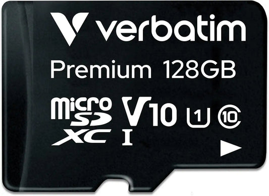 Verbatim 128GB microSDXC Memory Card with Adapter, UHS-I U1 V10, 90MB/s