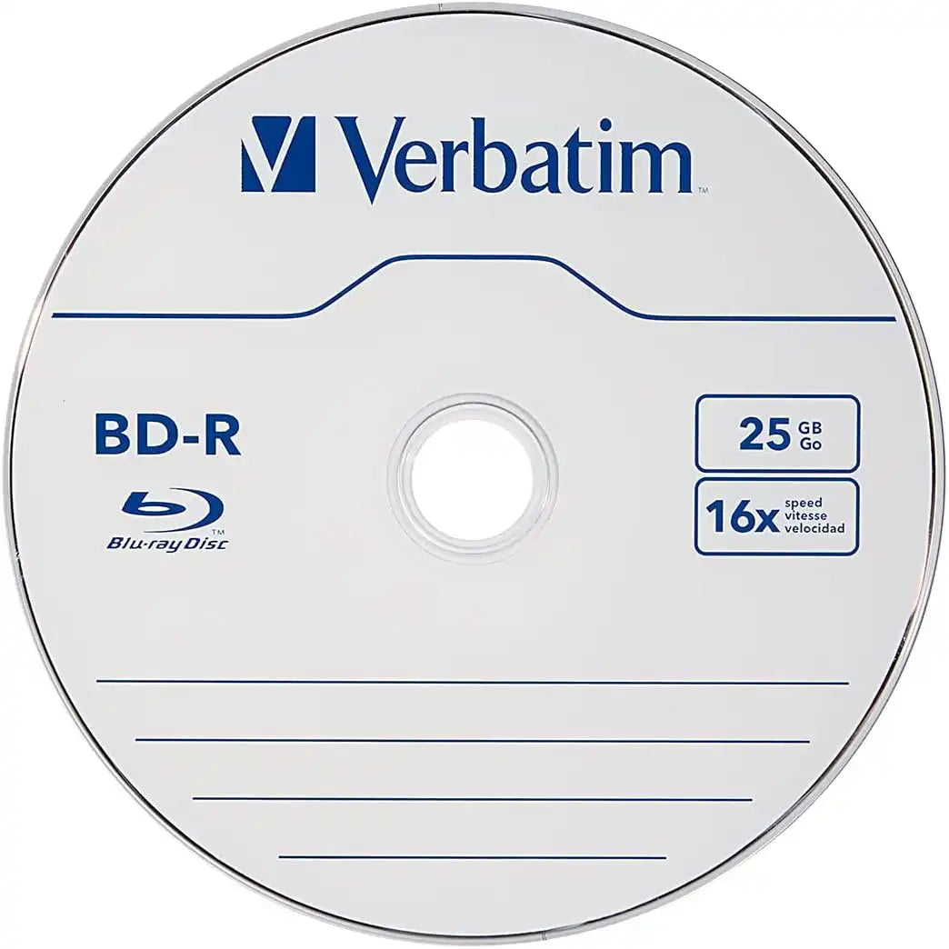 Verbatim BD-R 25GB 16X Blu-ray Recordable Media Disc - 10 Pack Spindle - 97238
