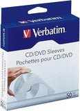 Verbatim CD/DVD Paper Sleeves-with clear window 50pk