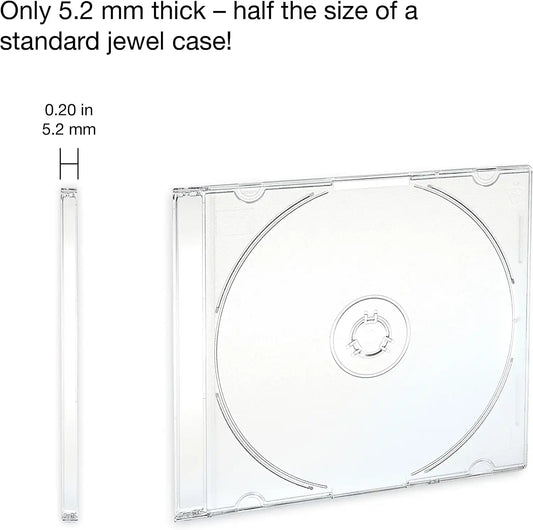 Verbatim 50-Pack Assorted Slim CD DVD Blu-ray Disc Cases, Clear & Colors