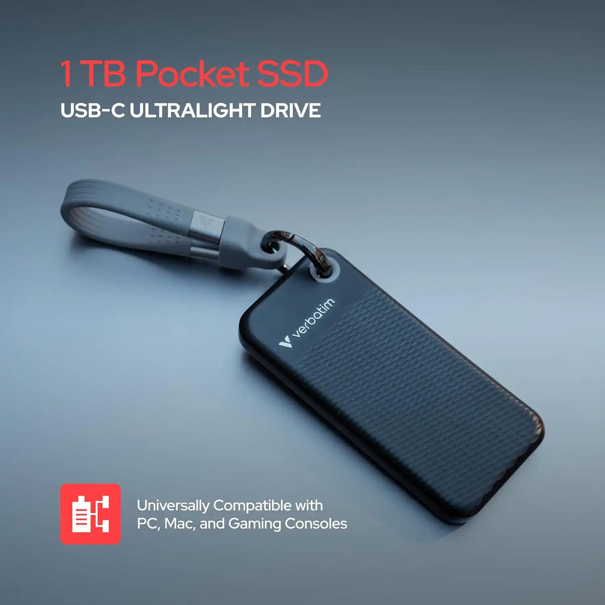 Verbatim Pocket 1TB External SSD USB 3.2 Gen 2 Up to 1000MB/s