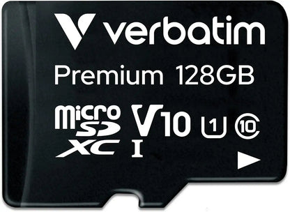 Verbatim 128GB microSDXC Memory Card with Adapter, UHS-I U1 V10, 90MB/s
