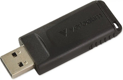 Verbatim 64GB Slider USB 2.0 Flash Drive, Retractable Thumb Drive - Black