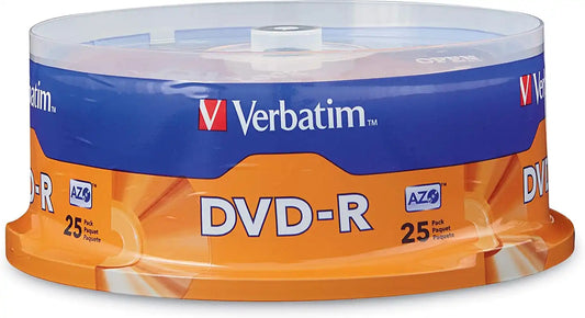 Verbatim DVD-R 4.7GB 16X Recordable Discs with AZO Dye, 25 Pack