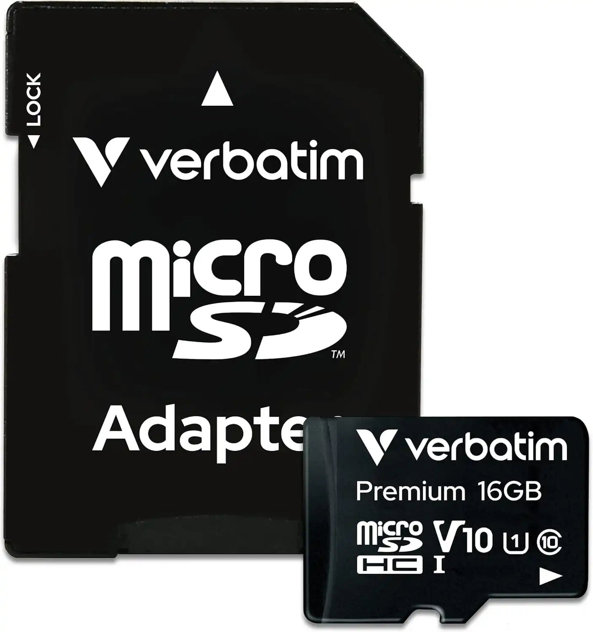 Verbatim 16GB Premium microSDHC Memory Card with Adapter UHS-I V10 Class 10 supports Full HD (1080p) U1 speed rated Up to 80MB/s read speed