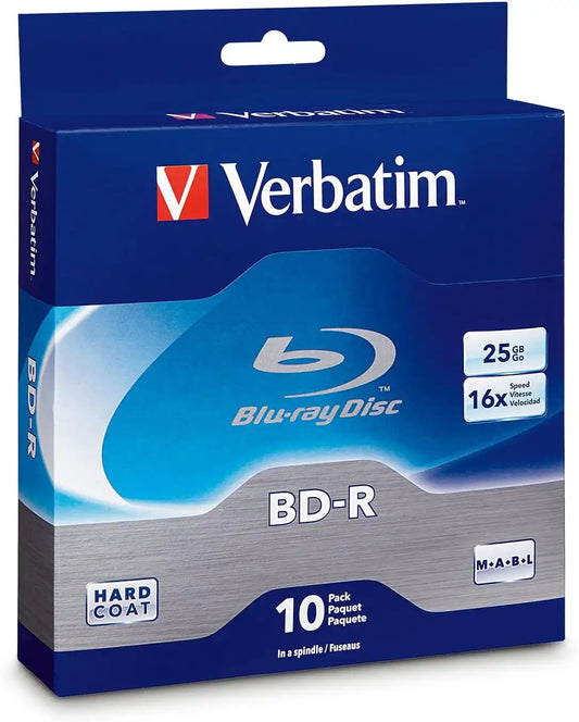 Verbatim BD-R 25GB 16X Blu-ray Recordable Media Disc - 10 Pack Spindle - 97238