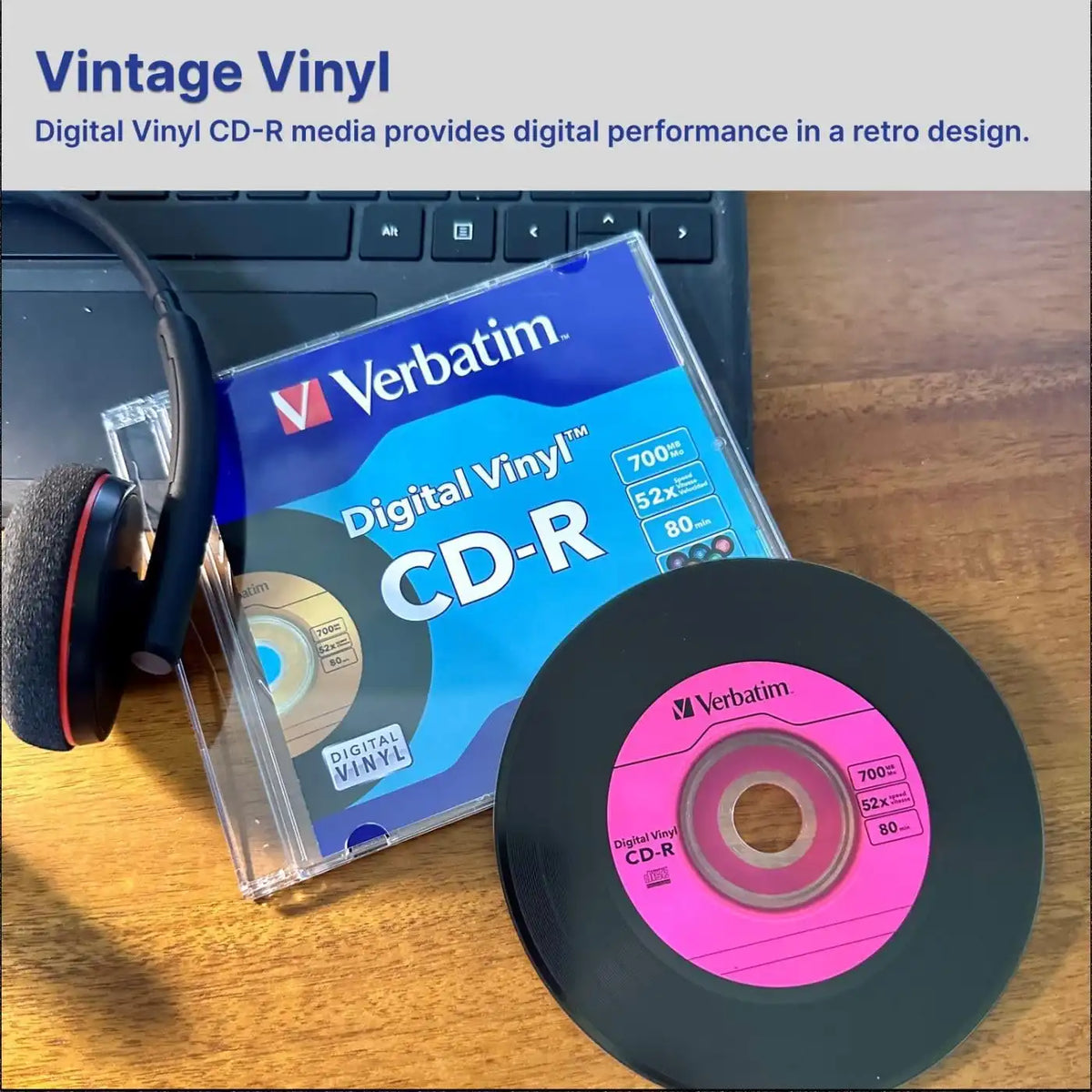 Verbatim Digital Vinyl CD-R 700MB 52X Recordable Discs, 10 Pack Cases