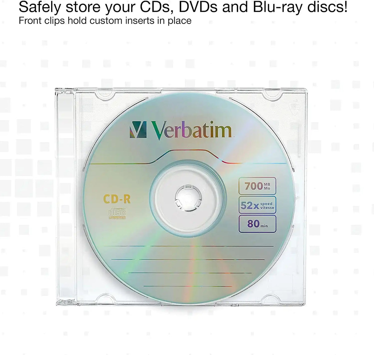 Verbatim 50-Pack Assorted Slim CD DVD Blu-ray Disc Cases, Clear & Colors