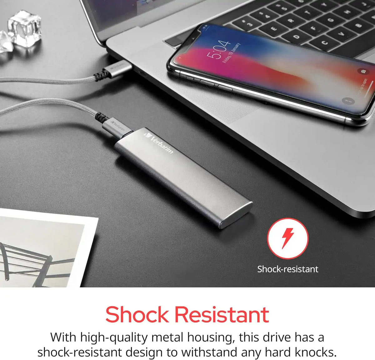 Verbatim Vx500 480GB External SSD, USB 3.1 Gen 2, 500MB/s, Graphite