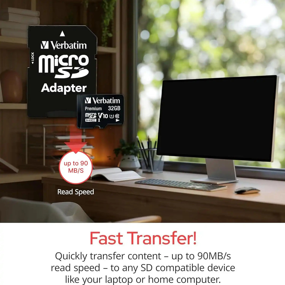Verbatim 16GB Premium microSDHC Memory Card with Adapter UHS-I V10 Class 10 supports Full HD (1080p) U1 speed rated Up to 80MB/s read speed
