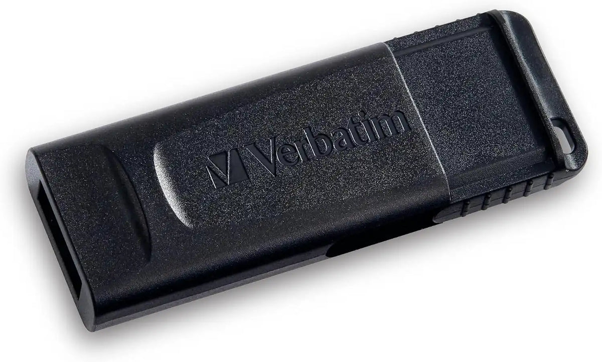 Verbatim 64GB Slider USB 2.0 Flash Drive, Retractable Thumb Drive - Black