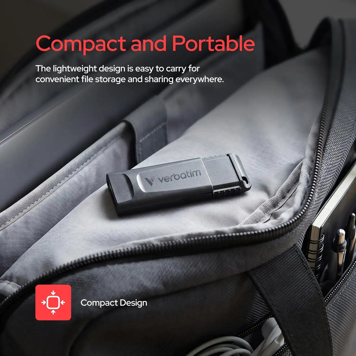 Verbatim 64GB Slider USB 2.0 Flash Drive, Retractable Thumb Drive - Black