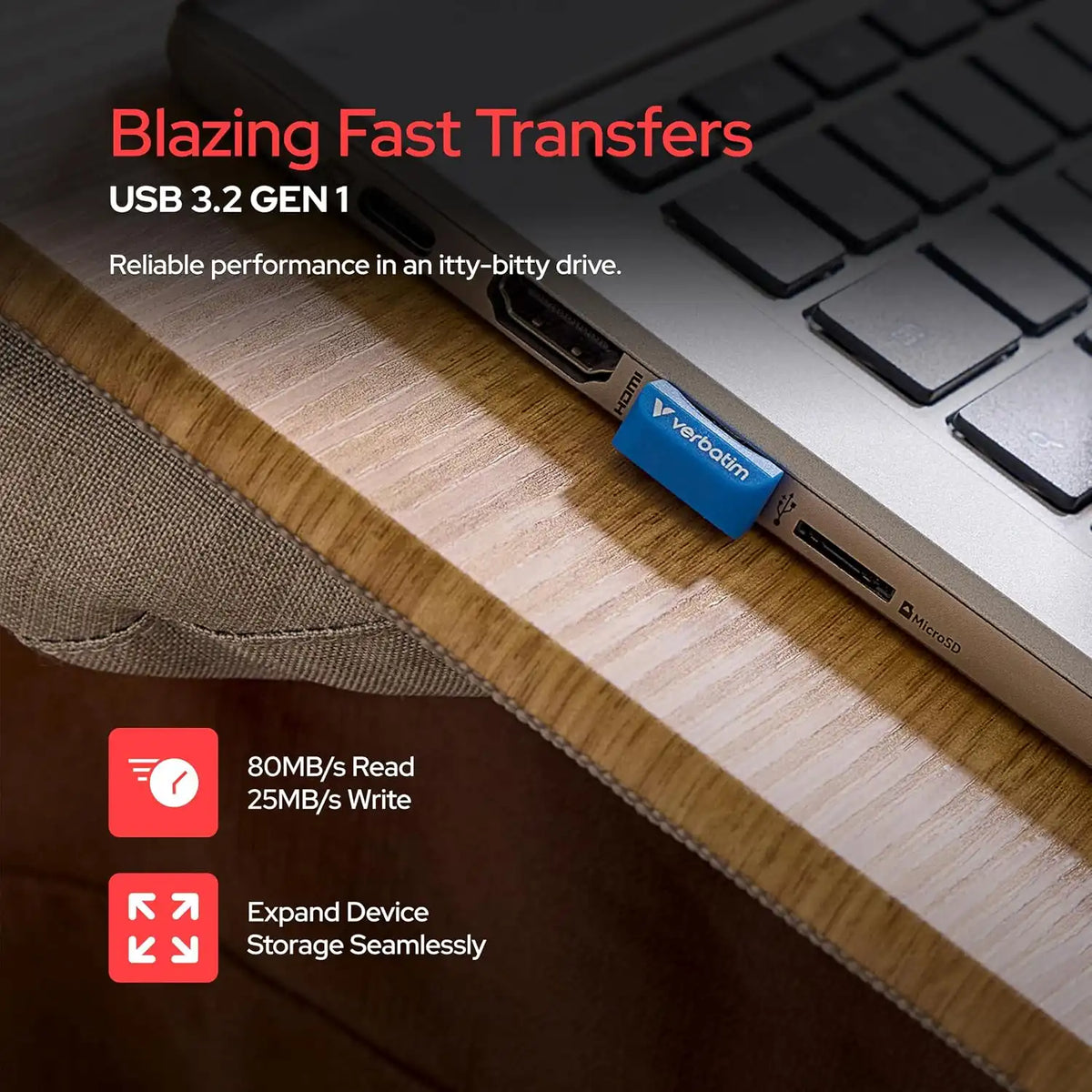 Verbatim 128GB USB Drive Store 'n' Stay Nano USB 3.2 Gen 1 Flash Drive